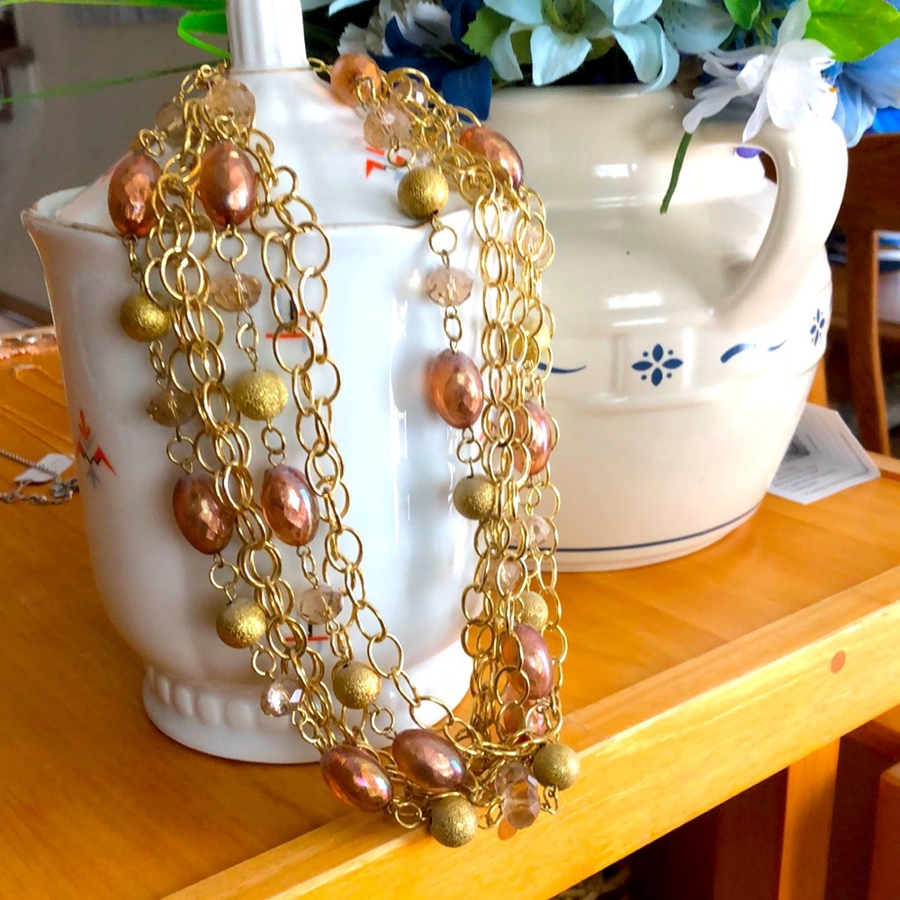 ALFANI NWOT GOLD-TONE MULTI-CHAIN + BEAD NECKLACE
